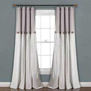 Lush Decor - 84"x40" Farmhouse Linen Button Light Filtering Win Gray/White